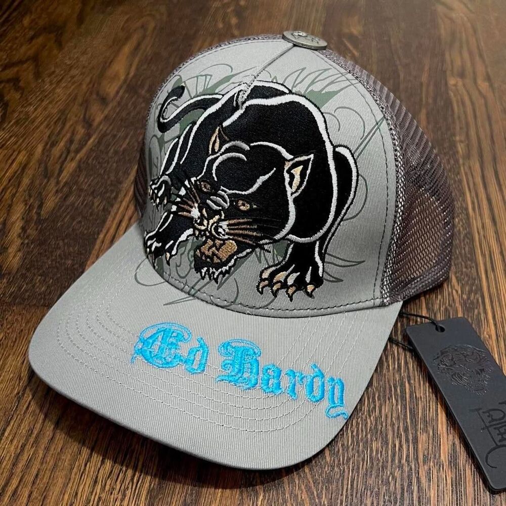 ed hardy gray blue black panther multi-colored hat (NWT)